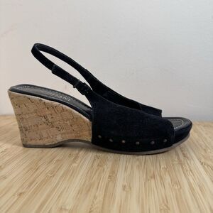 Cordani Grace Sandals Black Suede Slingback Mule size 40 /US Women's 9